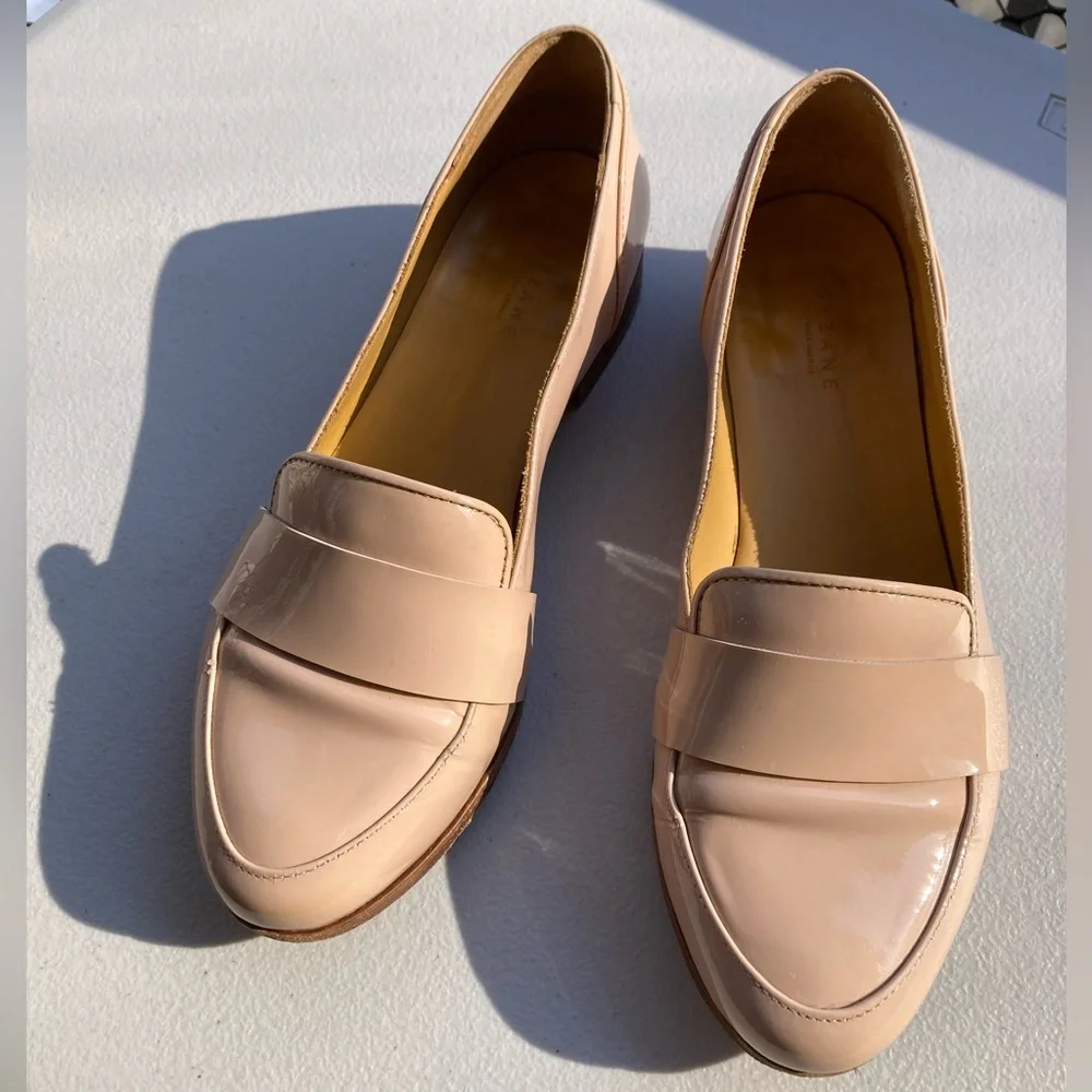 Sézane Light Blush Pink Nude Patent Leather Loafers